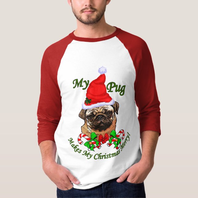 Camiseta Presentes de Natal dos Pug Amantes (Frente)