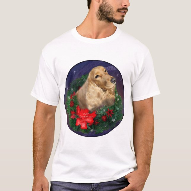 Camiseta Presentes de Natal em Inglês Cocker Spaniel (Frente)