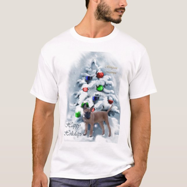 Camiseta Presentes de Natal em Malinois belgas (Frente)