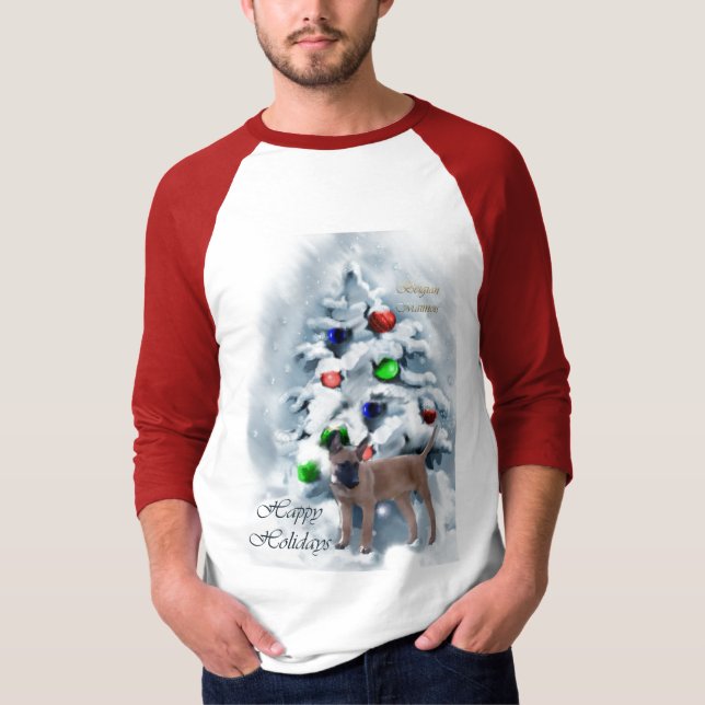 Camiseta Presentes de Natal em Malinois belgas (Frente)