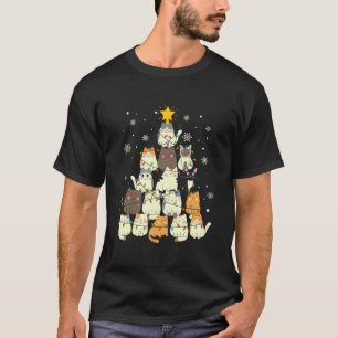 Camiseta presentes de natal engraçados Árvore de Natal Cat3