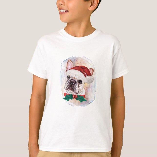 Camiseta Presentes De Natal Franceses Para Amantes De Cães (Frente)