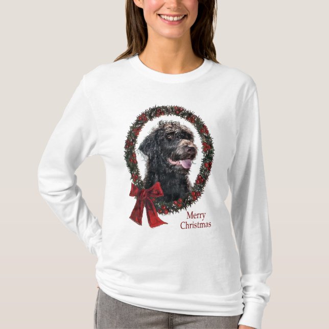 Camiseta Presentes de Natal Labradoodle (Frente)