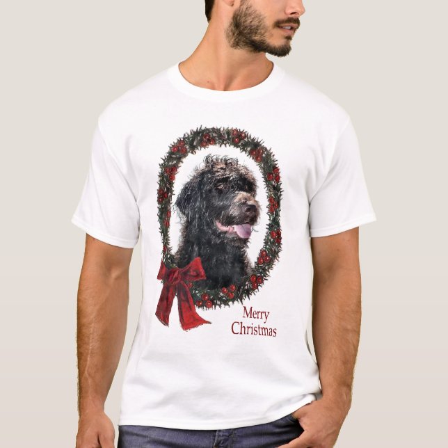 Camiseta Presentes de Natal Labradoodle (Frente)