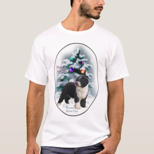 Camiseta Presentes de Natal no Cão de Água Espanhol (Frente)