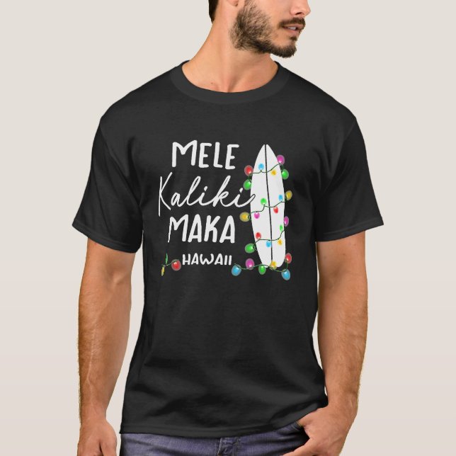 Camiseta Presentes de Natal no Havaí Mele Kalikimaka Surfbo (Frente)