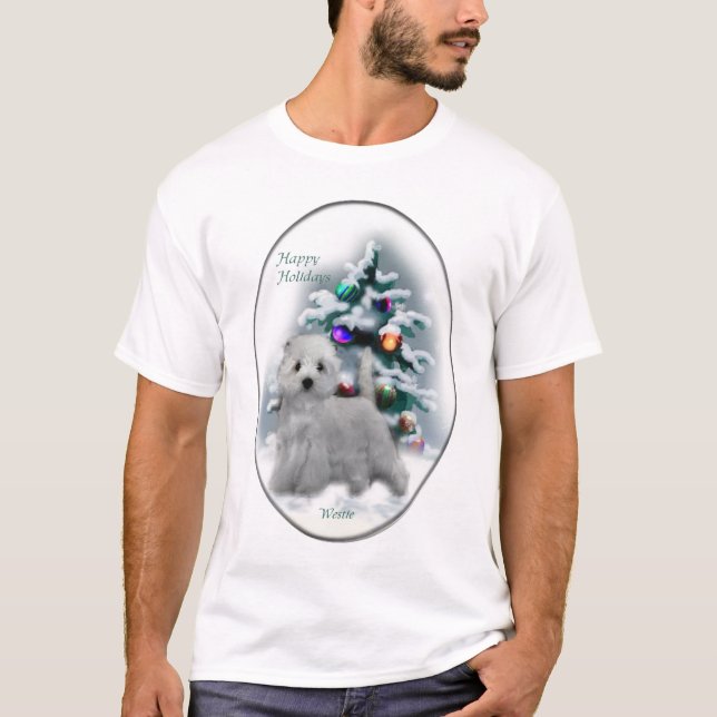 Camiseta Presentes de Natal no Terrier White Highland West (Frente)