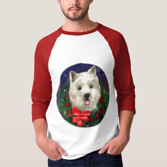 Camiseta Presentes de Natal no Terrier White Highland West (Frente)