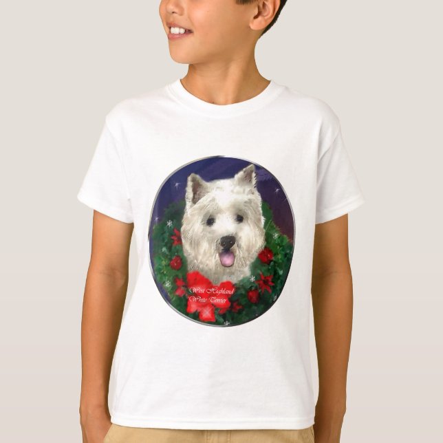 Camiseta Presentes de Natal no Terrier White Highland West (Frente)
