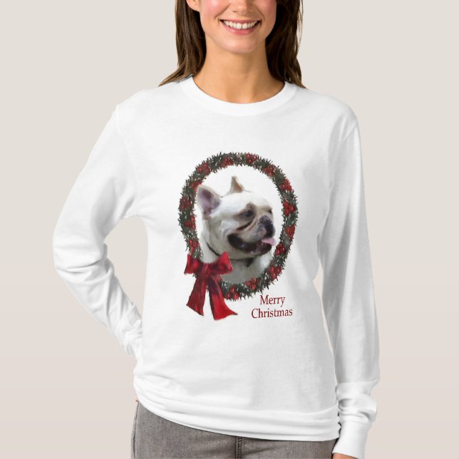 Camiseta Presentes de Natal para Bulldog Francês (Frente)