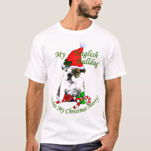Camiseta Presentes de Natal para Bulldog Inglês