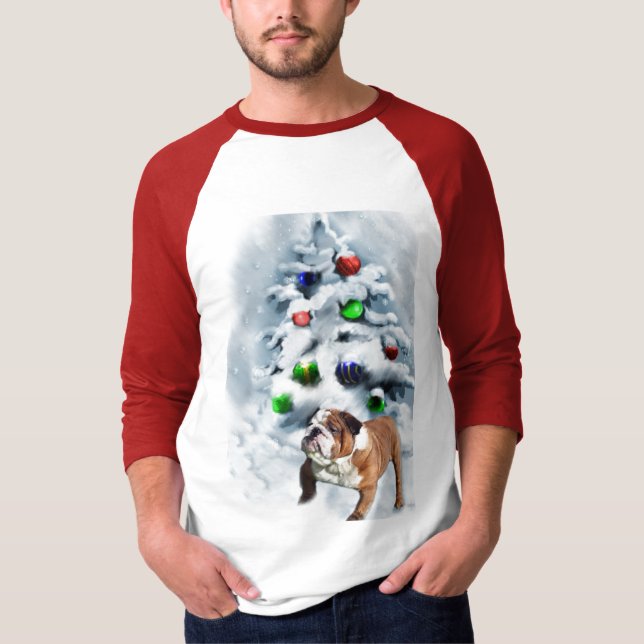 Camiseta Presentes de Natal para Bulldog Inglês (Frente)