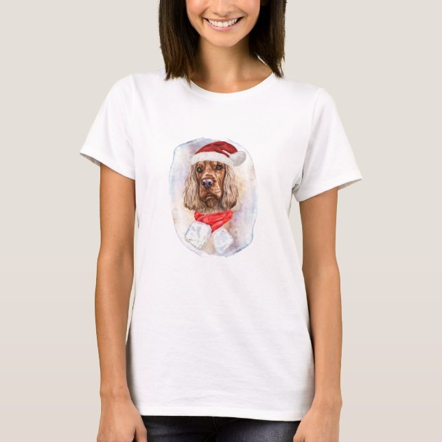 Camiseta Presentes de Natal para Cocker Spaniel Inglês para (Frente)