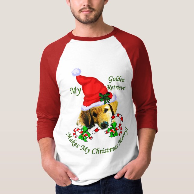 Camiseta Presentes de Natal para ouro Retriever (Frente)