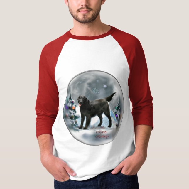 Camiseta Presentes de Natal para Retriever Revestidos Plano (Frente)