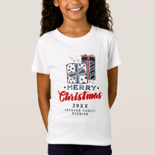 Camiseta Presentes de Natal Personalizado Texto Vermelho Az