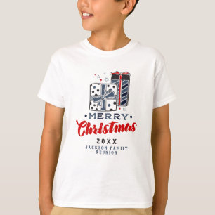 Camiseta Presentes de Natal Personalizado Texto Vermelho Az