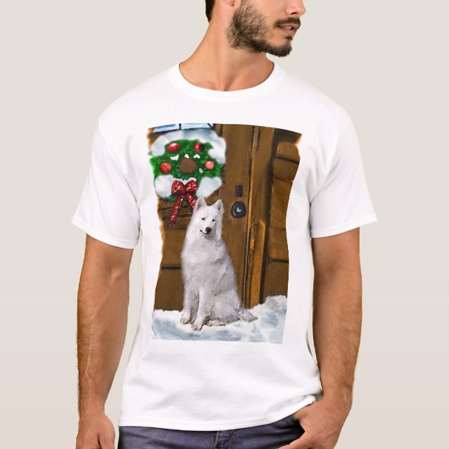 Camiseta Presentes de Natal Samoyed (Frente)