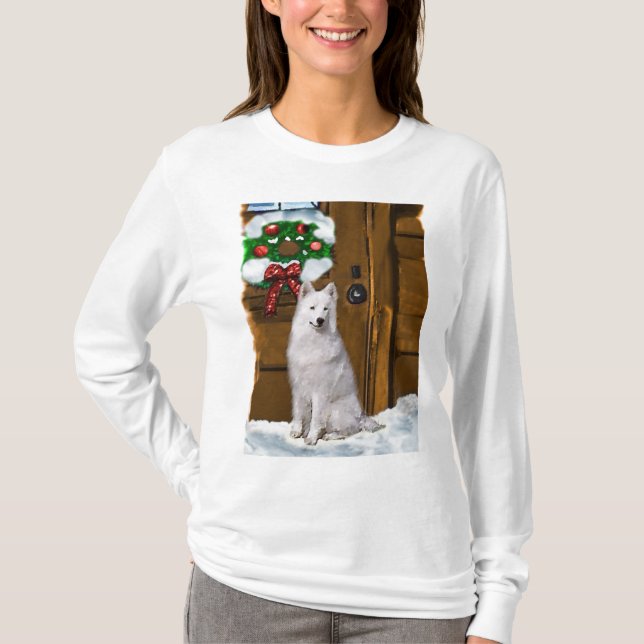 Camiseta Presentes de Natal Samoyed (Frente)