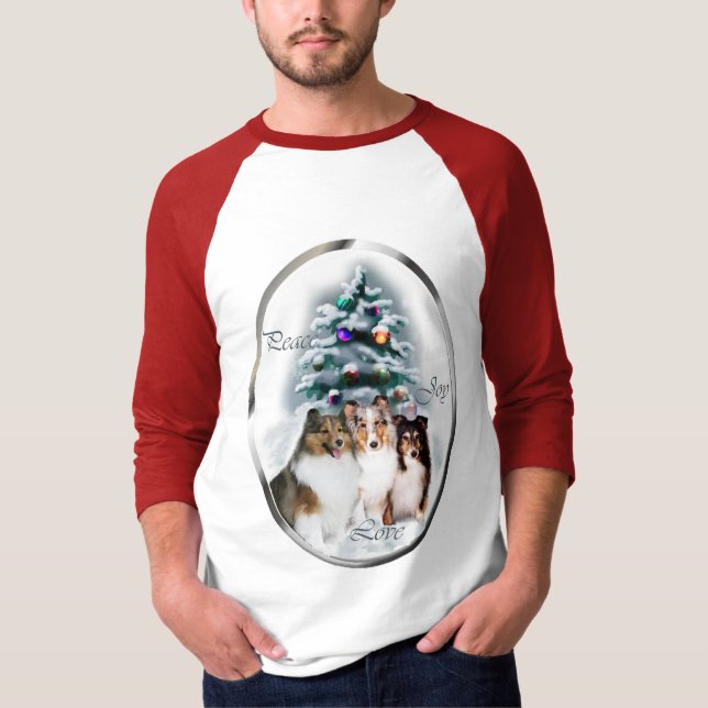 Camiseta Presentes de Natal Shetland Sheepdog (Frente)