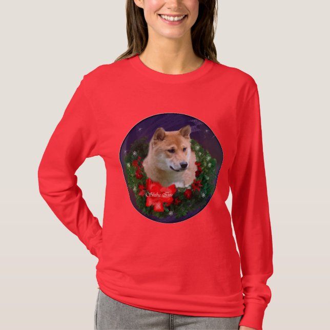 Camiseta Presentes de Natal Shiba Inu (Frente)