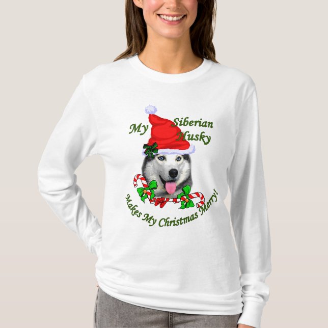 Camiseta Presentes de Natal Siberianos Husky (Frente)