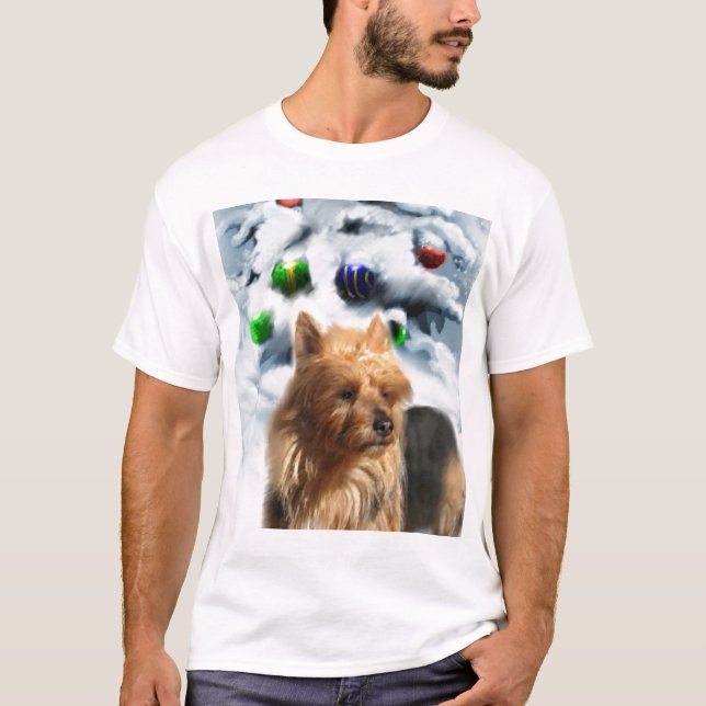 Camiseta Presentes de Natal Terrier australianos (Frente)