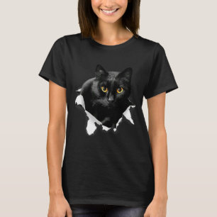 Camiseta Presentes de pano rasgado de gato preto para amant
