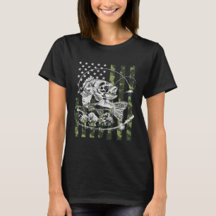 Camiseta Presentes de pesca da bandeira americana camuflada