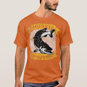 Camiseta Presentes de Pesca Muskie para Homens Peixes Engra