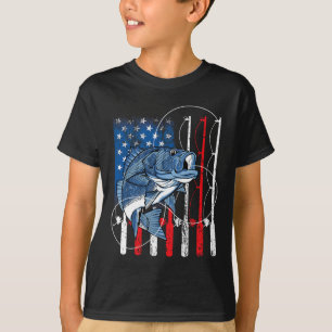Camiseta Presentes de Pescador Bandeira Americana Vintage d