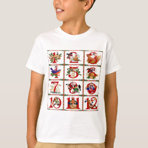 Camiseta Presentes de Quilt Impresso dos 12 Dias de Natal
