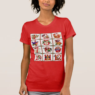 Camiseta Presentes de Quilt Impresso dos 12 Dias de Natal