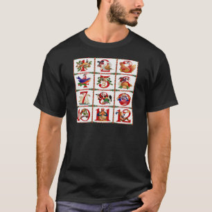 Camiseta Presentes de Quilt Impresso dos 12 Dias de Natal