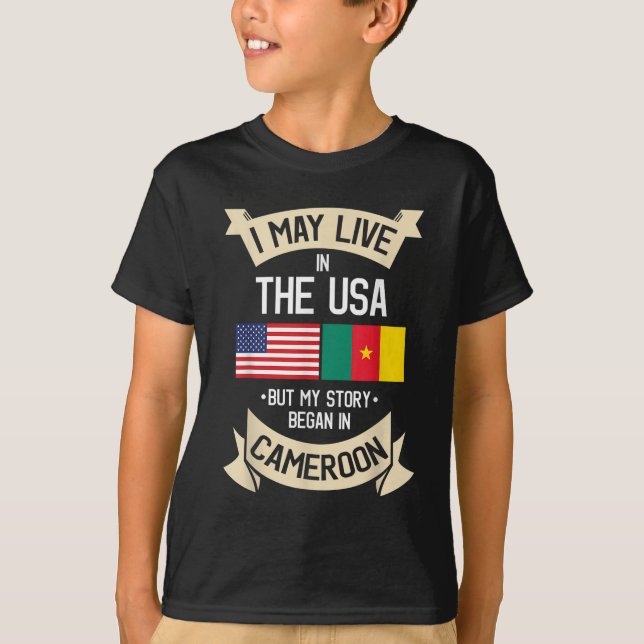 Camiseta Presentes de Raízes Camarões americanos Flag EUA C (Frente)