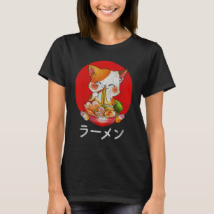 Camiseta Presentes de Ramen Cat Neko Otaku Mulheres Meninas