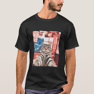 Camiseta Presentes de Selfie de Gato de Natal Gato Engraçad