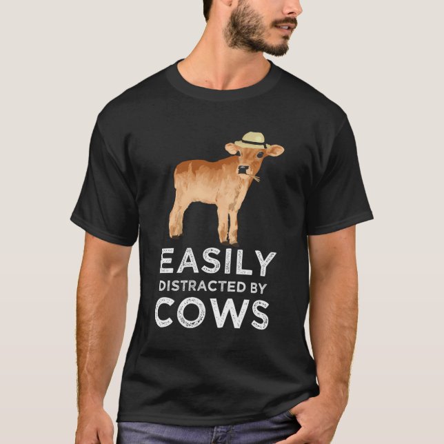 Camiseta Presentes De Vaca Para Mulheres Meninas Cute Facil (Frente)