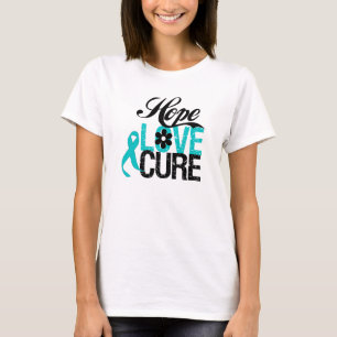 Camiseta Presentes do CÂNCER DE OVÁRIO da cura do amor da