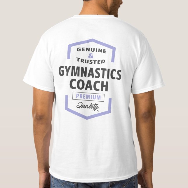Camiseta Presentes do logotipo do treinador de ginástica. (Verso)