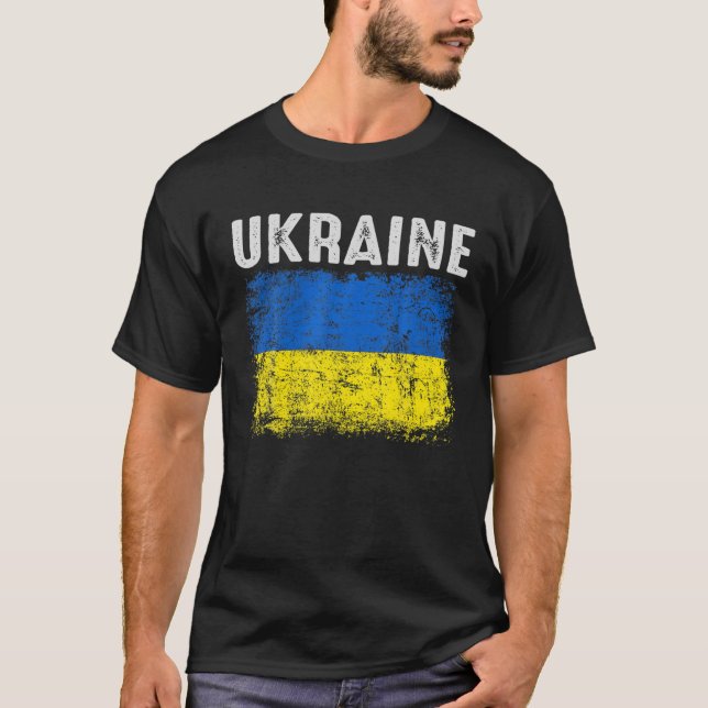 Camiseta Presentes do Orgulho de Bandeira ucraniano na Vint (Frente)