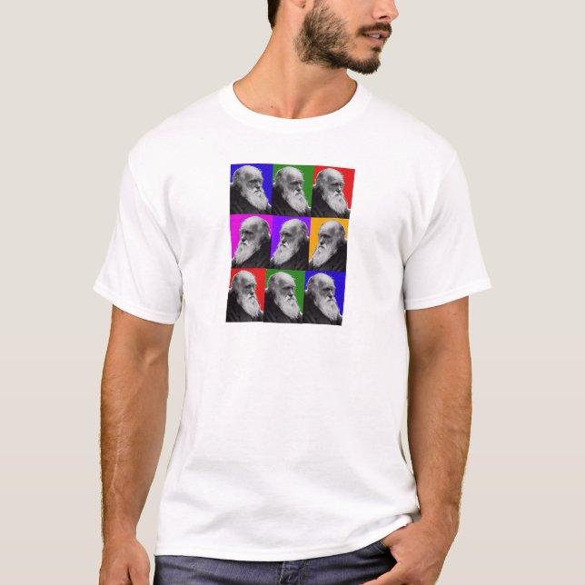 Camiseta Presentes do pop art de Charles Darwin para todas (Frente)