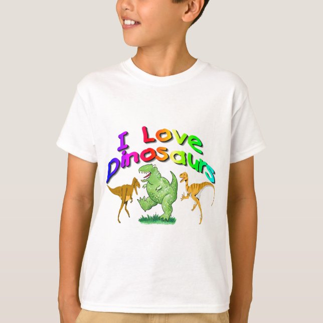 Camiseta Presentes dos dinossauros dos miúdos "eu amo" (Frente)