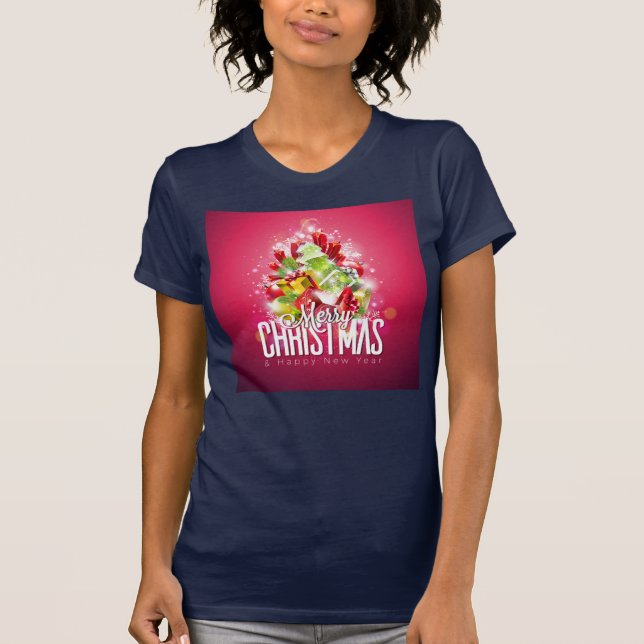 Camiseta Presentes e Árvores Molhadas de Natal Moderno - Fe (Frente)