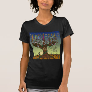 Camiseta Presentes e Roupas Judaicas L'shanah Tovah Árvore