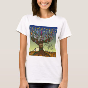 Camiseta Presentes e Roupas Judaicas L'shanah Tovah Árvore