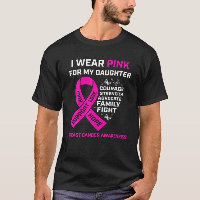 Camiseta Presentes Eu Visto Rosa Para Minha Filha Cancer De (Frente)