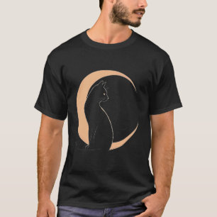 Camiseta Presentes Florais de Noite ao Luar com Gato Preto