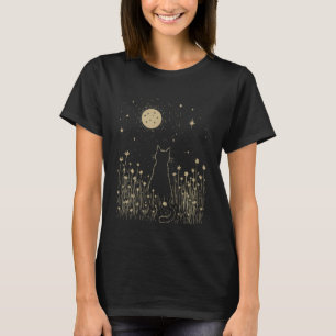 Camiseta Presentes Florais Noturno de Gato Preto Cottagecor
