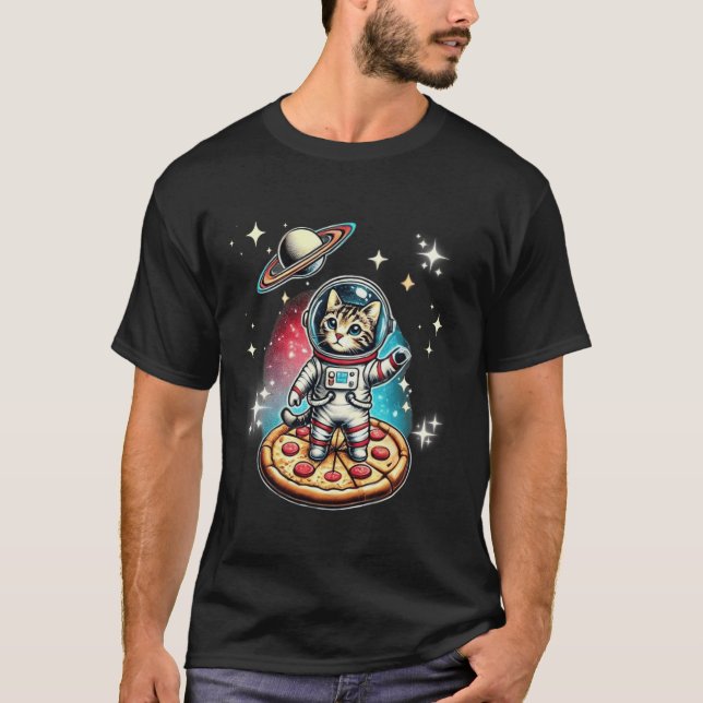 Camiseta Presentes no espaço do gato Astronauta de Pai de g (Frente)